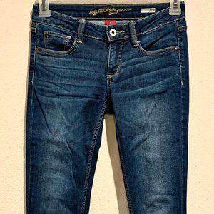 Navy blue skinny jeans, fitted, mild stretch